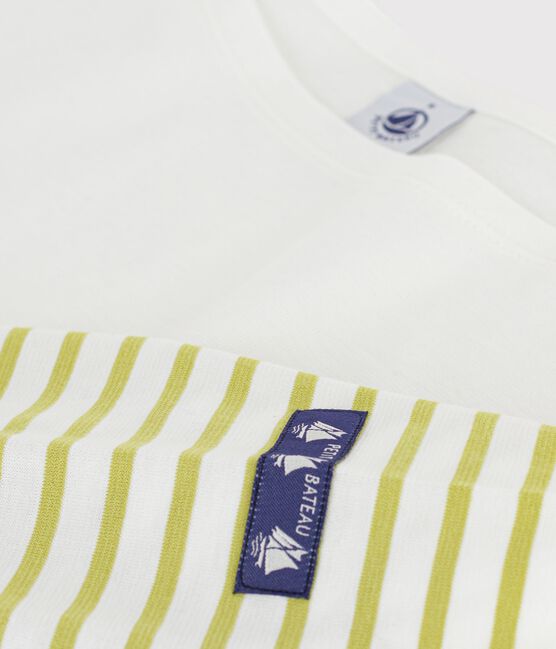 Gestreept katoenen marineshirt voor dames groen MARSHMALLOW/ MOSS