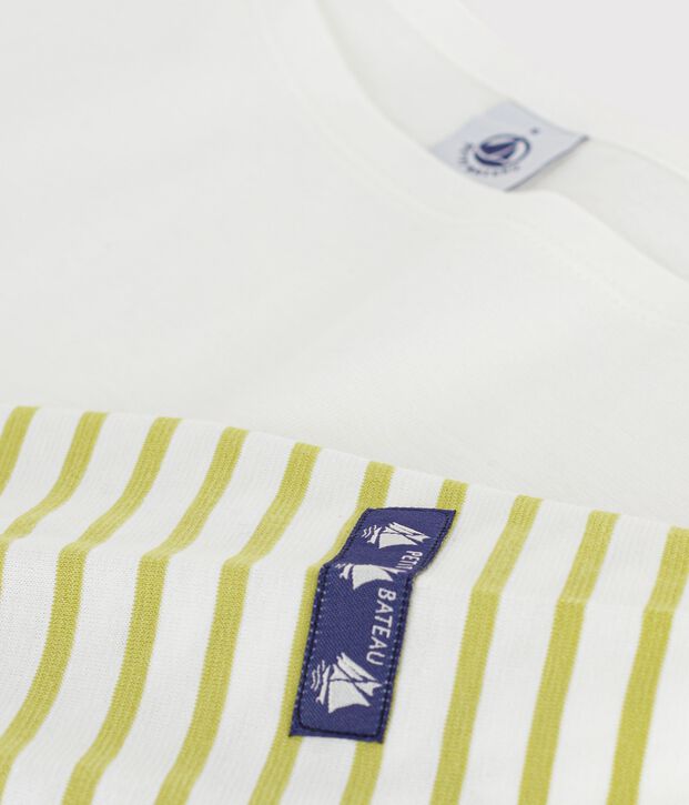 Gestreept katoenen marineshirt voor dames wit/groen