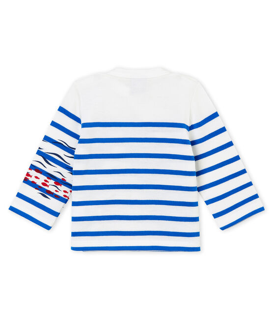 Marinière créative bébé garçon blanc MARSHMALLOW/bleu PERSE