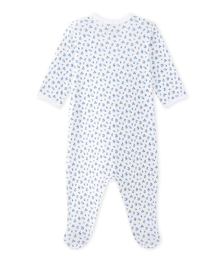 Pyjama met dessin voor babymeisjes wit ECUME/blauw BLEU