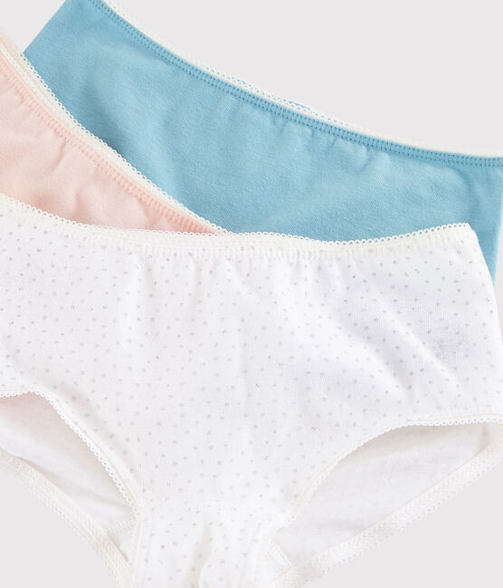Lot de 3 shorties pois argent petite fille en coton biologique  et elasthanne variante 1
