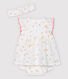 Robe sans manches avec bloomer et bandeau bébé fille en popeline de coton biologique