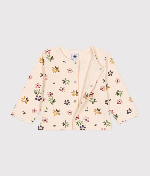 Cardigan en tubique b&eacute;b&eacute; &eacute;cru/multicouleur