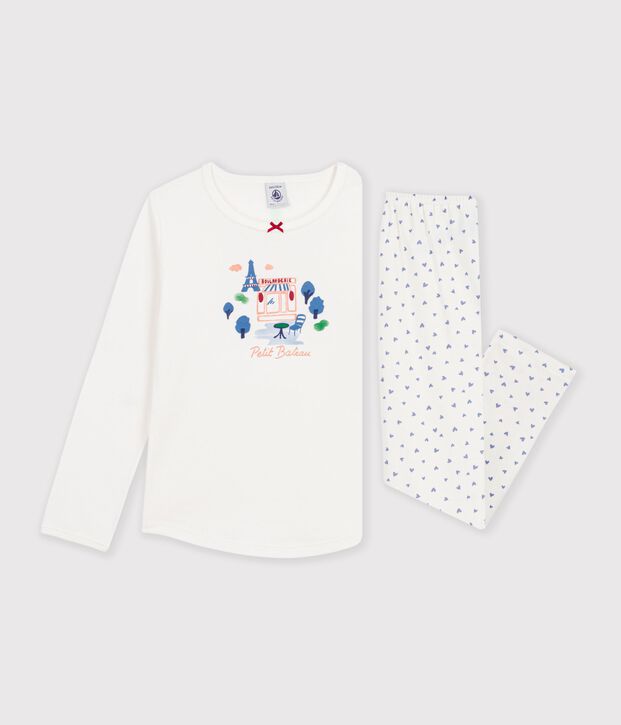 Katoenen kinderpyjama met Parijs-motiefje blauw/blauw