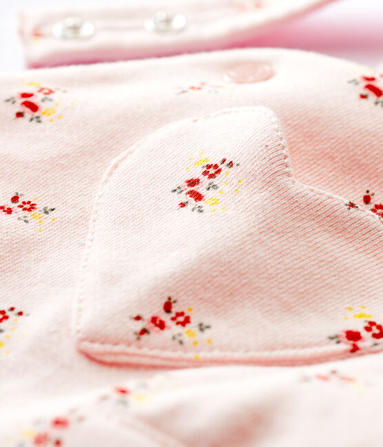 Salopette imprimé en molleton bébé fille rose FLEUR/blanc MULTICO