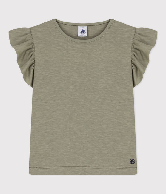 Tee-shirt manches courtes en coton enfant fille vert MARECAGE