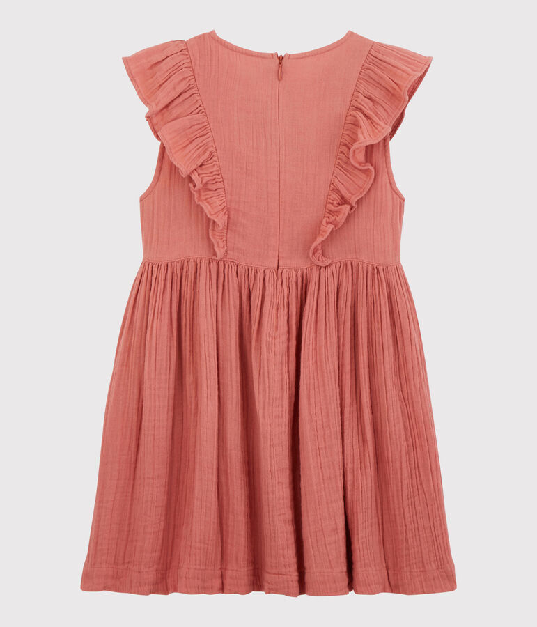 Robe en gaze de coton bio enfant fille rose PAPAYE