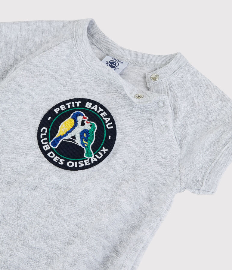 Korte jumpsuit van badstof voor babyjongens grijs