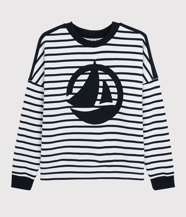 Sweatshirt Dames wit/blauw