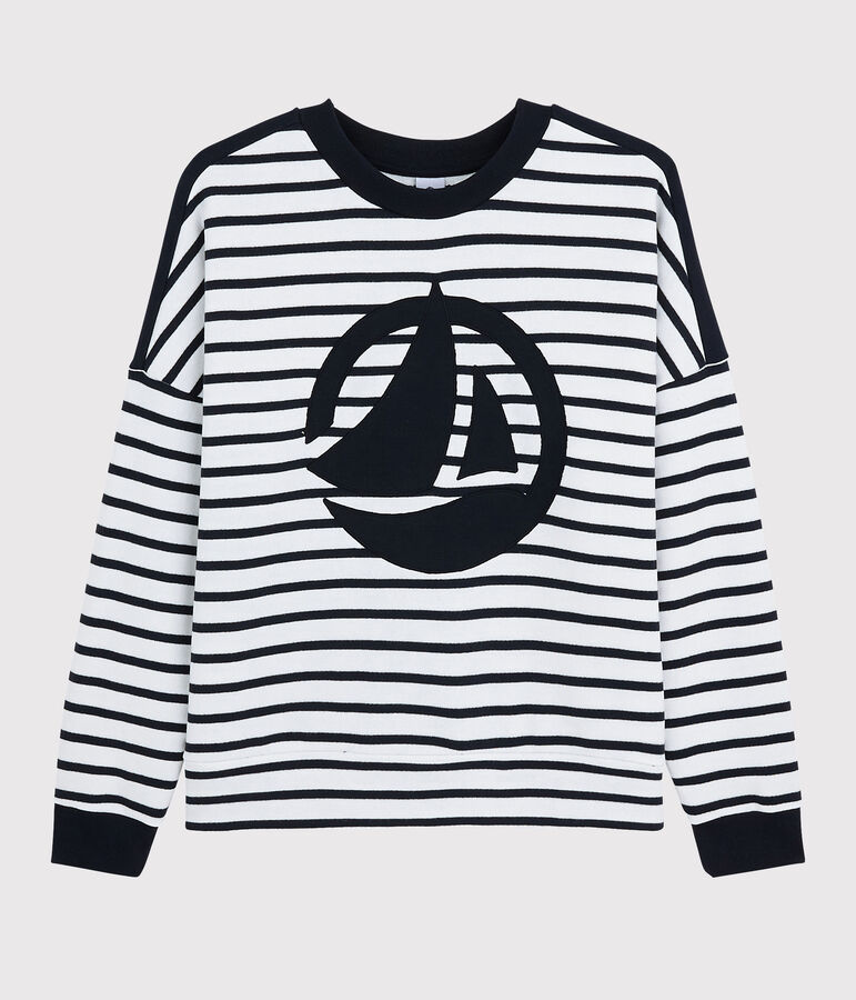 Sweat shirt Femme blanc/bleu