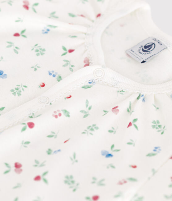 Combinaison courte bébé en coton fruits blanc MARSHMALLOW/blanc MULTICO
