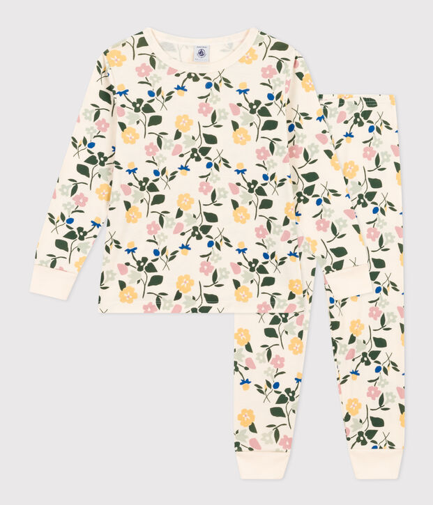 Katoenen pyjama met bloemenmotief voor kinderen ecru/multicouleur