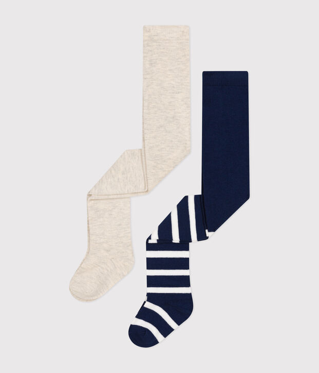 Lot de 2 paires de collants en jersey de coton b&eacute;b&eacute; multicouleur