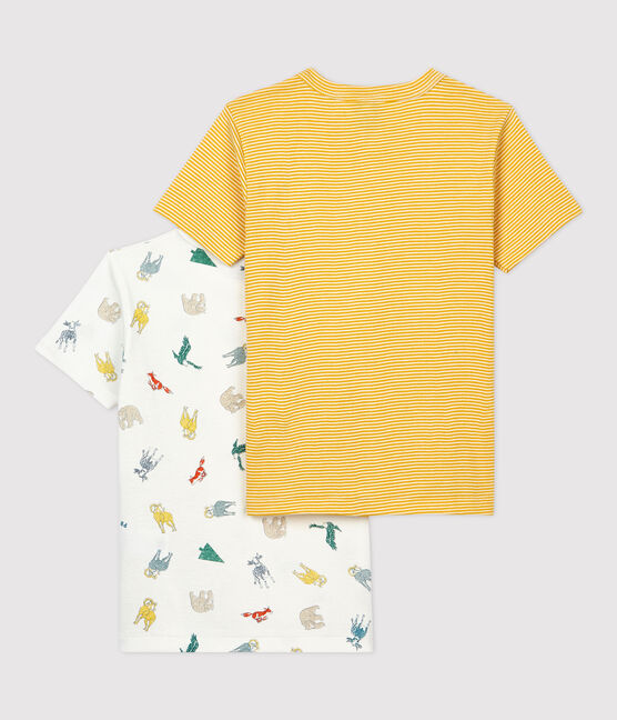 Set van 2 jongens t-shirts met korte mouwen en moeflonprint van biologisch katoen variante 1