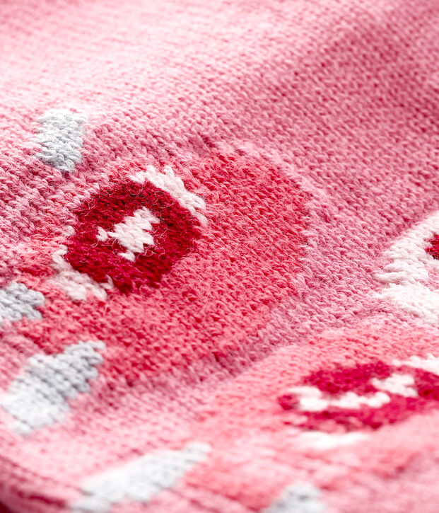Cardigan b&eacute;b&eacute; fille avec jacquard rose