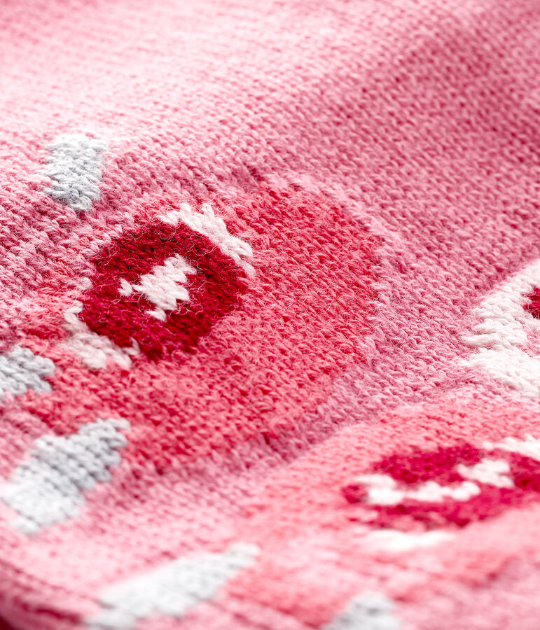 Cardigan b&eacute;b&eacute; fille avec jacquard rose