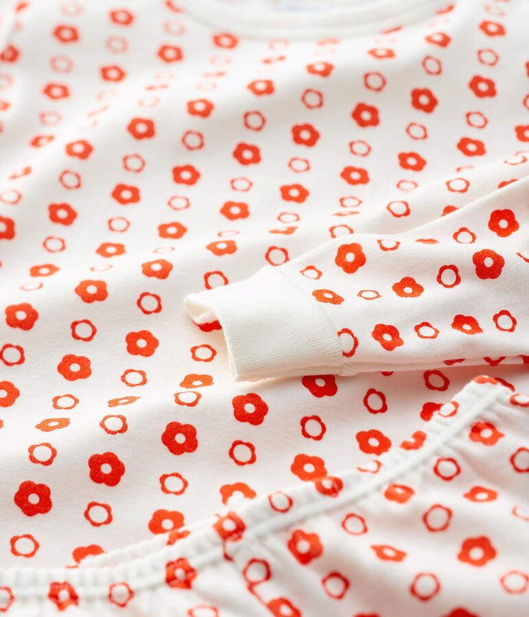 Snugfit jongens/meisjes pyjama met grafische print, van biologisch katoen wit/rood
