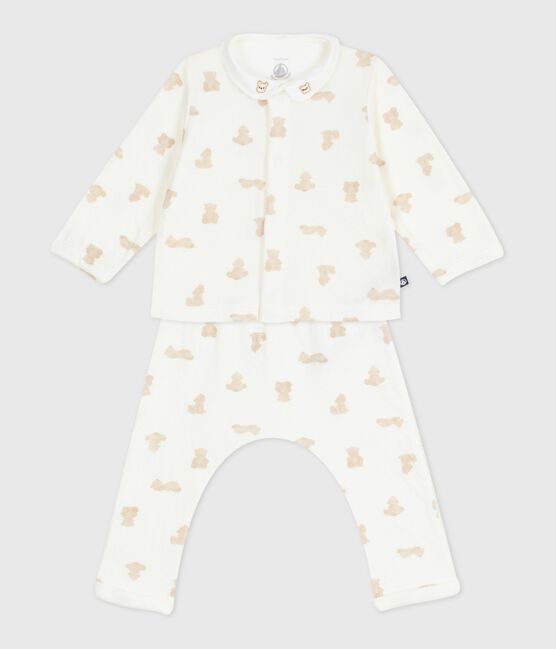 Ensemble cadeau 3 pièces bébé imprimé ourson en coton MARSHMALLOW/ BRUN