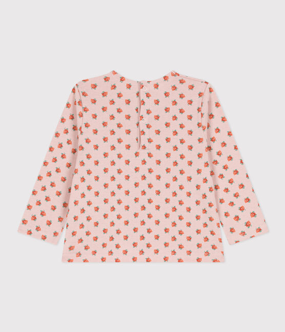 Baby-T-shirt met lange mouwen in katoen roze SALINE/wit MULTICO