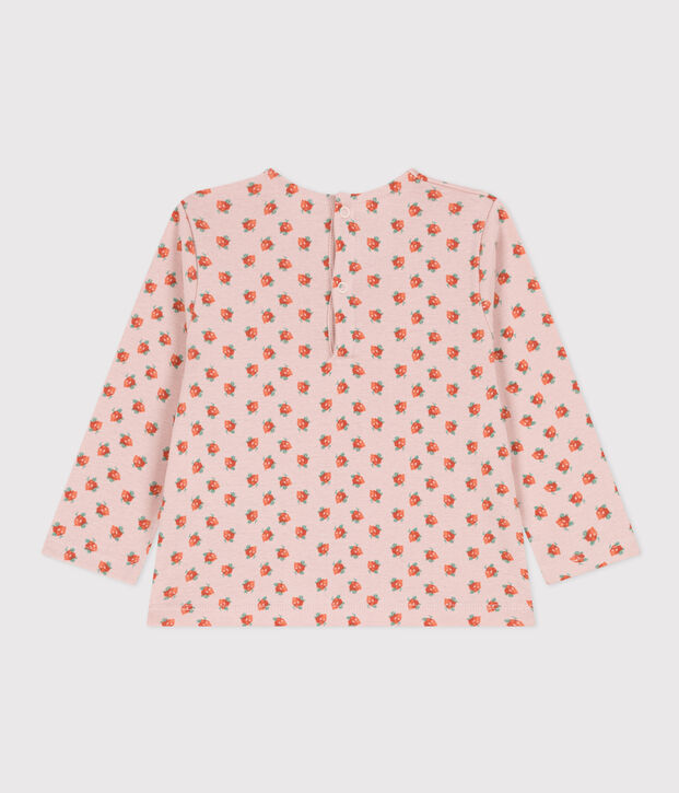 Baby-T-shirt met lange mouwen in katoen roze/multicouleur