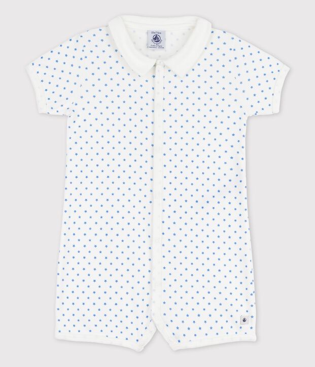Combicourt &eacute;toile b&eacute;b&eacute; en coton blanc/bleu