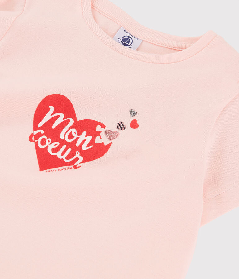 T-shirt met zeefdruk meisjes kinderen roze