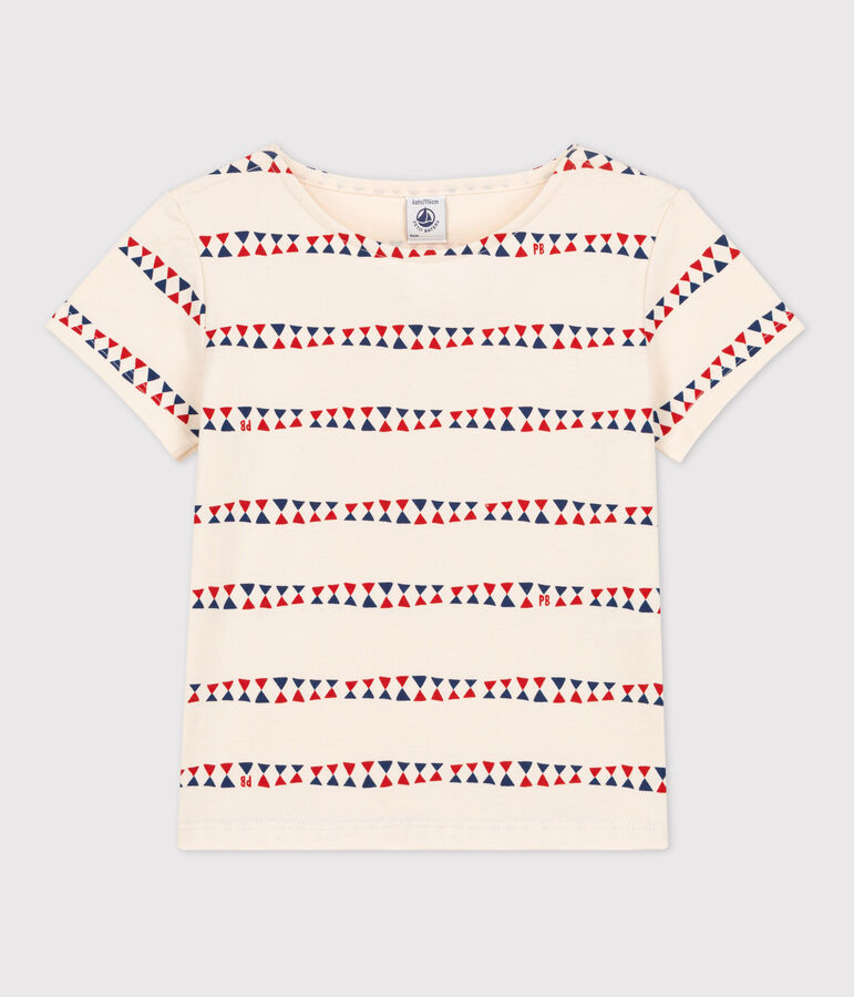 Katoenen T-shirt met korte mouwen voor meisjes wit AVALANCHE/ MULTICO