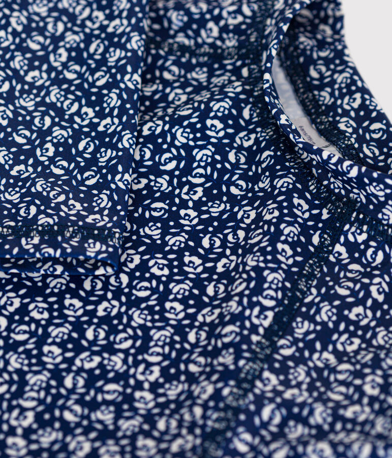 Tee-shirt anti-UV enfant fille bleu/blanc