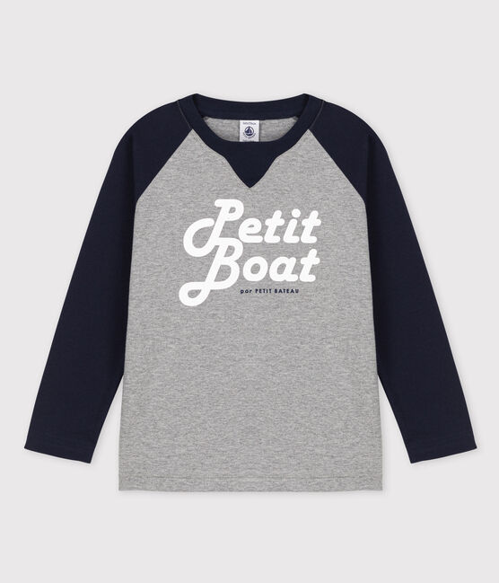 Tee-shirt manches longues en jersey enfant garçon gris SUBWAY/bleu SMOKING