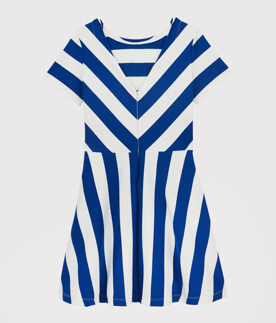 Gestreepte Damesjurk blauw SURF/wit MARSHMALLOW
