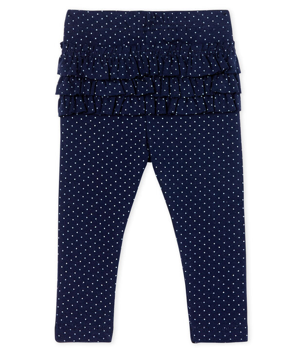 Leggin met print en ruches babymeisje blauw/wit