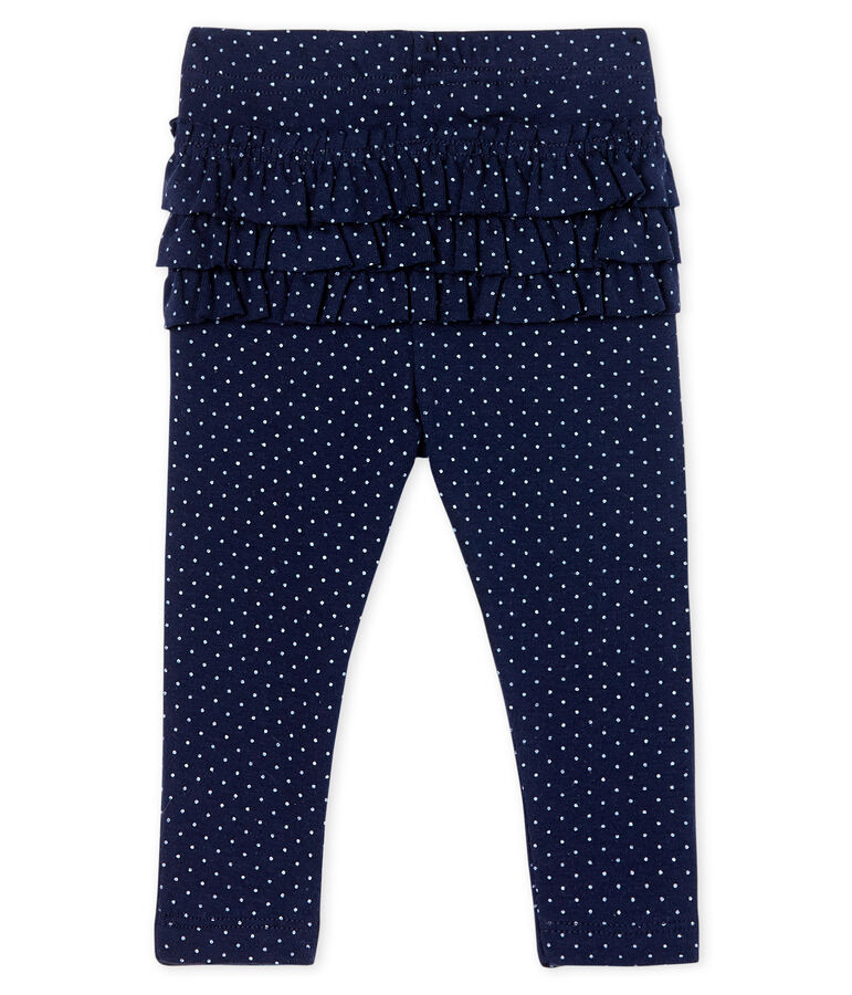 Legging imprim&eacute; &agrave; volants b&eacute;b&eacute; fille bleu/blanc