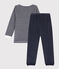 Fluwelen pyjama voor kleine meisjes en jongens blauw SMOKING/wit MARSHMALLOW