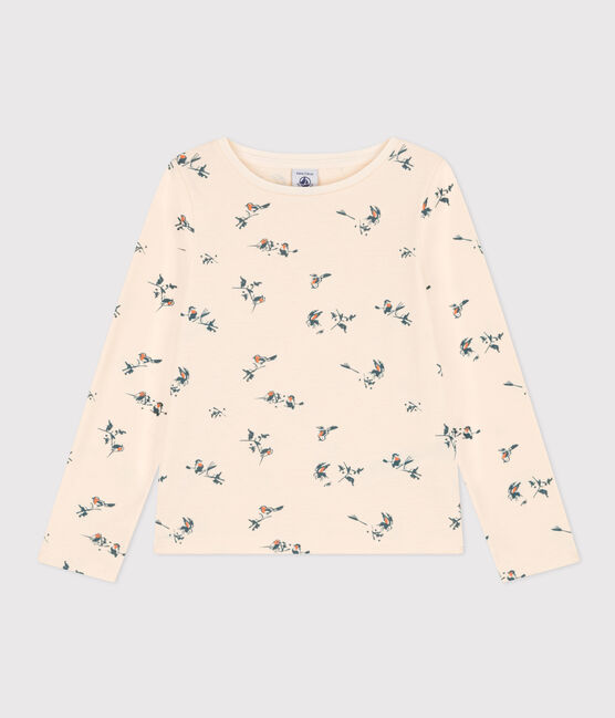 Tee-shirt manches longues en coton imprimé fleuri enfant fille blanc AVALANCHE/ MULTICO