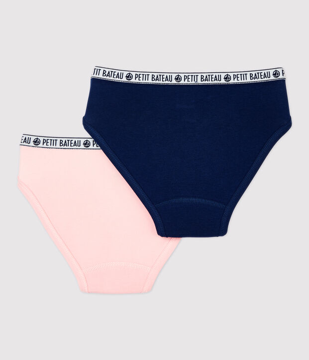 Lot de 2 culottes de sport petite fille en coton biologique et &eacute;lasthanne multicouleur