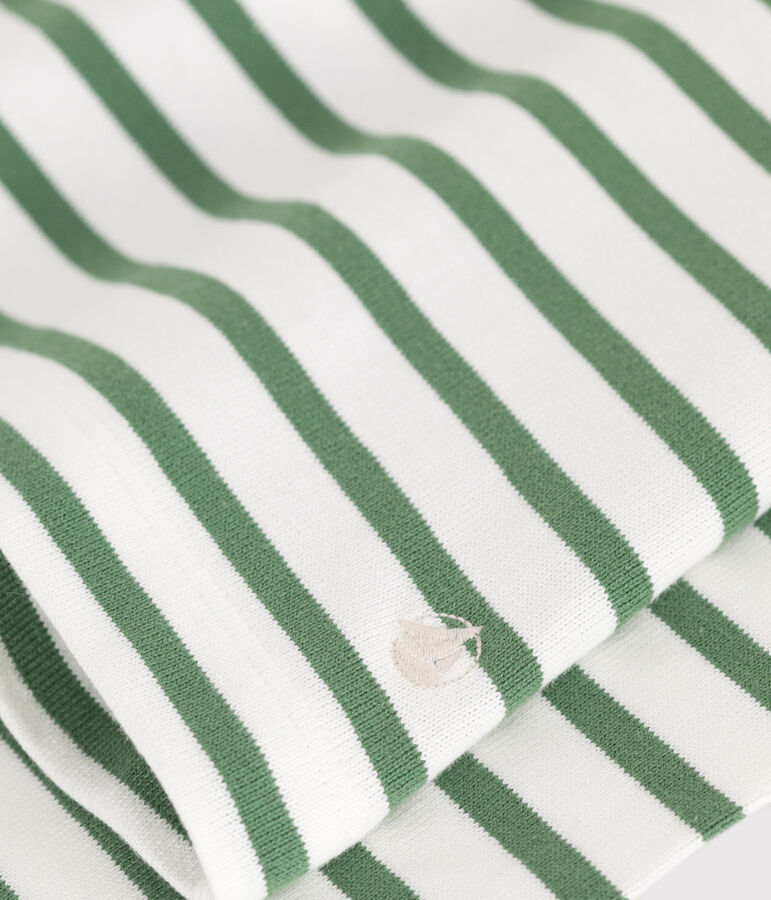 Marini&egrave;re femme en coton manches longues blanc/vert