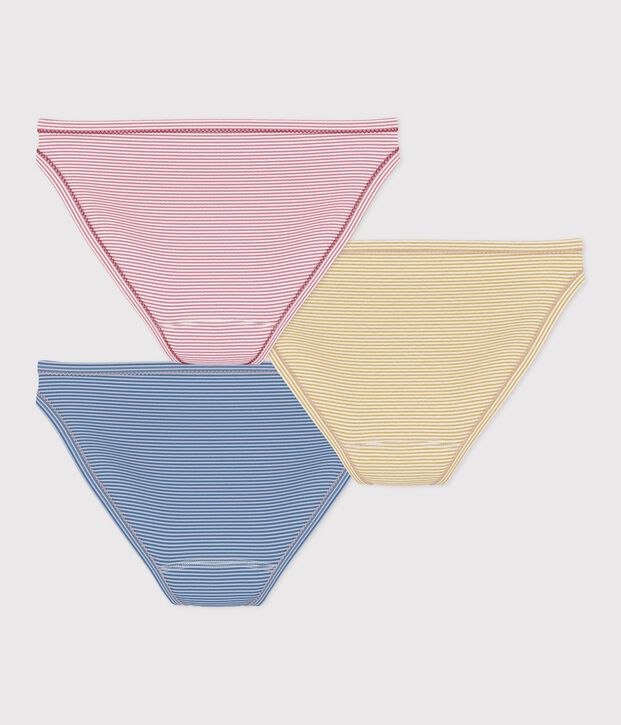 Lot de culottes femme en coton &agrave; rayures multicouleur