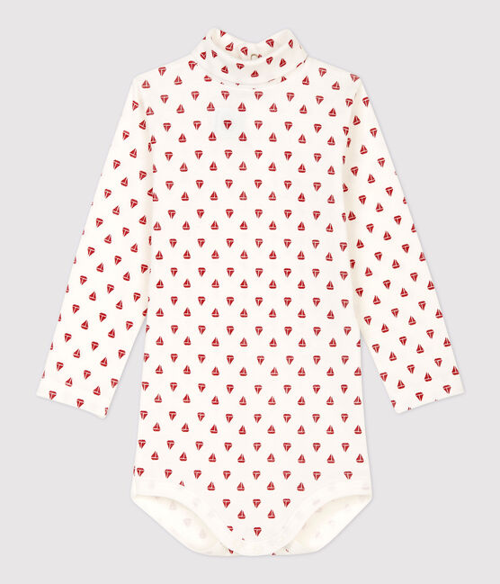 Romper van katoen. wit MARSHMALLOW/rood TERKUIT