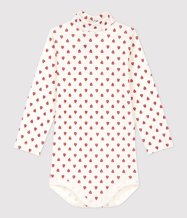 Body en coton b&eacute;b&eacute;. blanc/rouge