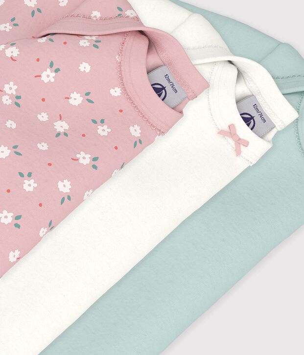 Set van katoenen body's met lange mouwen en bloemenprint multicouleur