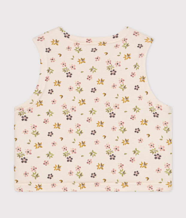 OMKEERBAAR KATOENEN BABYVESTJE ZONDER MOUWEN ecru/bruin