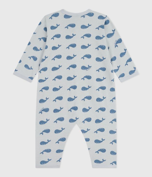 Katoenen babypyjama zonder voetjes met print blauw/blauw