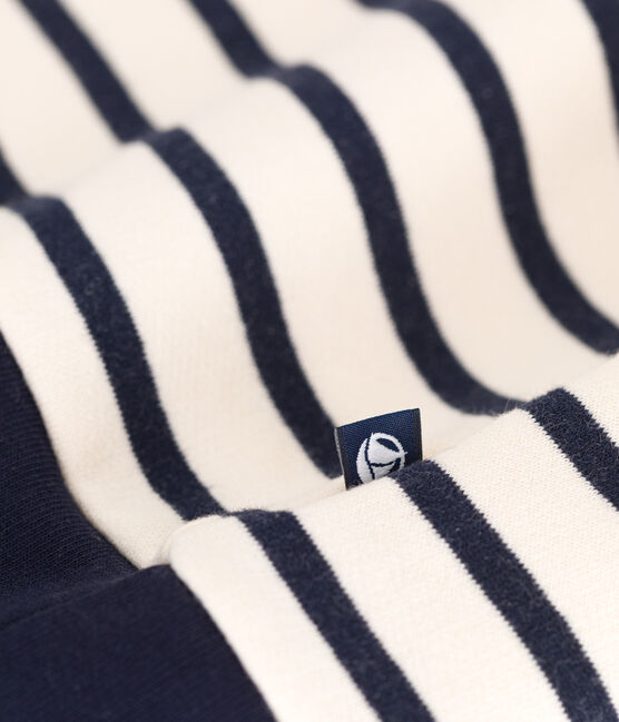 Sweatshirt van geruwde fleece met schipperskraag voor dames wit AVALANCHE/blauw SMOKING