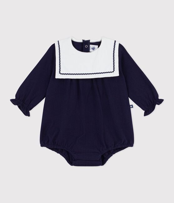Combinaison courte bébé en coton, à col esprit marin SOIR