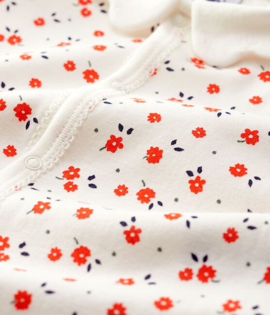 Dors-bien sans pieds à col bébé en coton biologique blanc MARSHMALLOW/blanc MULTICO