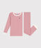 Pyjama ajusté en coton rayé enfant rose ROSEWOOD/ MARSHMALLOW