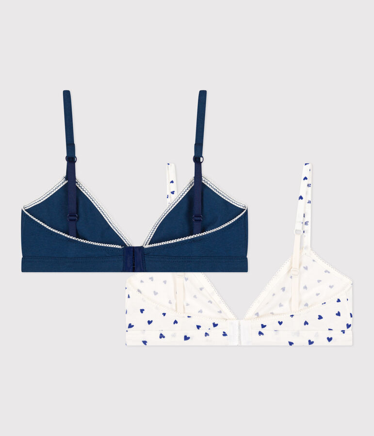 Lot de 2 soutiens gorge c&oelig;ur en coton et &eacute;lasthanne fille multicouleur