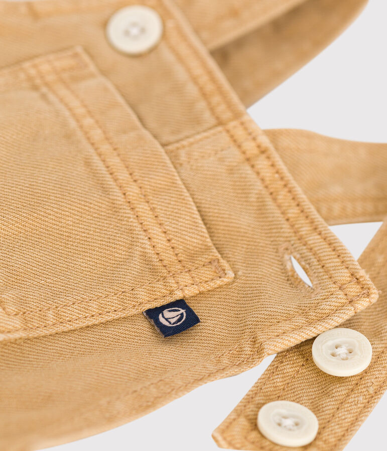 Salopette longue en denim de couleur b&eacute;b&eacute; beige