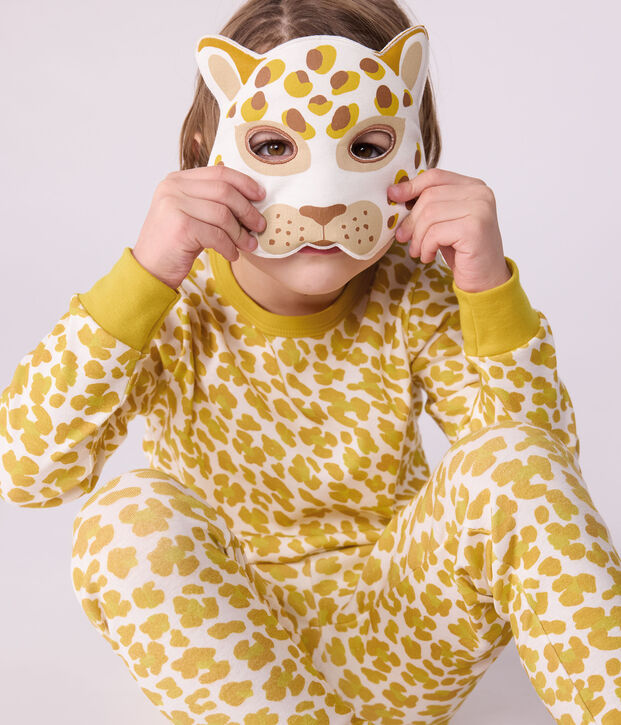 Pyjama d&eacute;guisement enfant en coton imprim&eacute; l&eacute;opard blanc/multicouleur