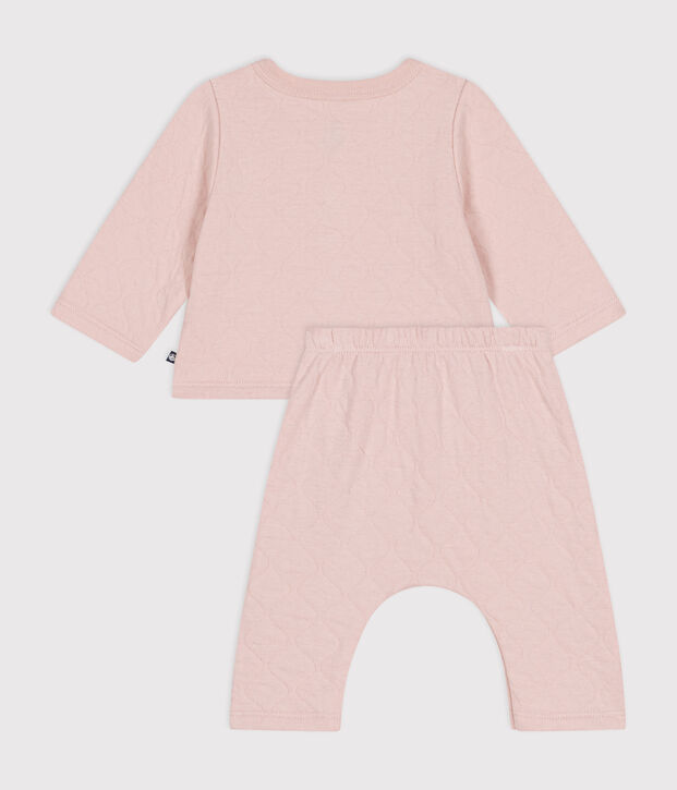 Ensemble 2 pi&egrave;ces en tubique matelass&eacute; b&eacute;b&eacute; rose
